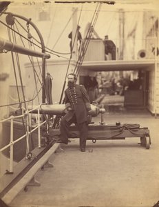 (Almirante David Dixon Porter no convés de sua Flagship o Malver após a vitória no Ft. Fisher ...